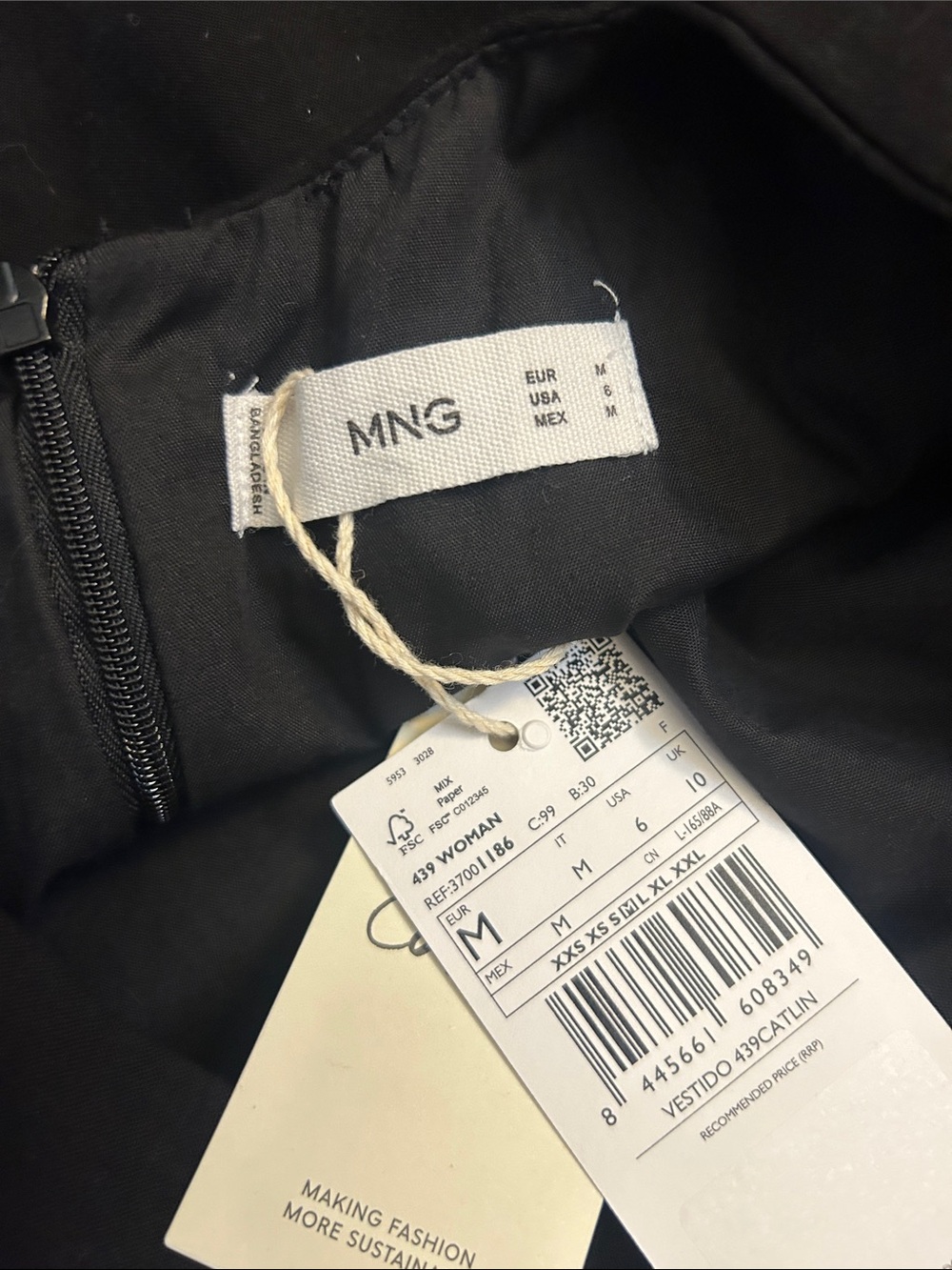 Mango Cut-Out Black Halter Tie-Back Dress medium linen blend nwt - Picture 5 of 6